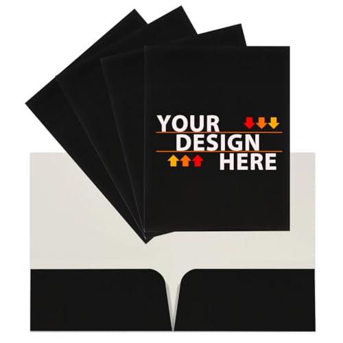 JAM PAPER Custom Printed Semi-Gloss Folders with Round Corner Pockets - Personalized Logo & Text - 10 pt C2S - Black - 100/Pack - color: Black, size: 10pt C2S - 100 Pack