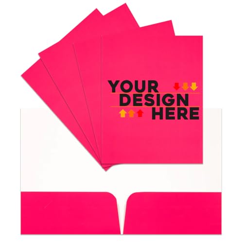 JAM PAPER Custom Printed Semi-Gloss Folders with Round Corner Pockets - Personalized Logo & Text - 10 pt C2S - Pink - 100/Pack - color: Pink, size: 10pt C2S - 100 Pack