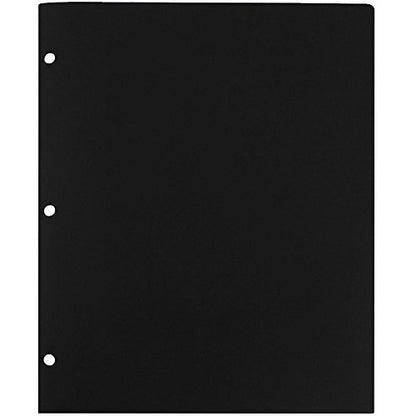 JAM PAPER Heavy Duty Plastic 3 Hole Punch Pocket Folders - Extra Tough School Folders - Black - 6/Pack - color: Black, size: 6 Per Pack