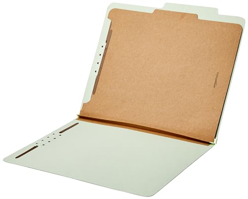 Amazon Basics Classification File Folders, 1 Divider, 2-Inch Embedded Fasteners, Letter Size for Documents, Light Green, 20-Pack - color: Light Green, size: 12.05 x 10.47 Inch (Letter) (Pack of 2), style: 1 Divider