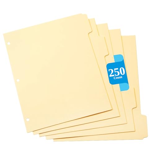 Oxford Manila Index Dividers - Durable 3 Ring Binder Dividers with 5 Tabs 1/5 Cut - Made from 10% Recycled Fiber - Ideal for Organizing Office, School, and Home Documents - Letter Size - 250 Count - size: 250 Count (Pack of 1)