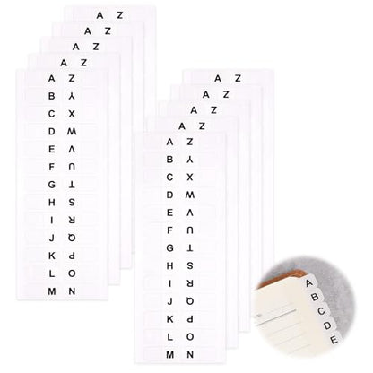 A-Z 26 White Letters Tabs Sticky Alphabet Tabs, 260 Pcs Self Adhesive Page Tabs Alphabetical Tabs Indexes for Books, Dictionary, Notes, File (10 Sheets) - color: White