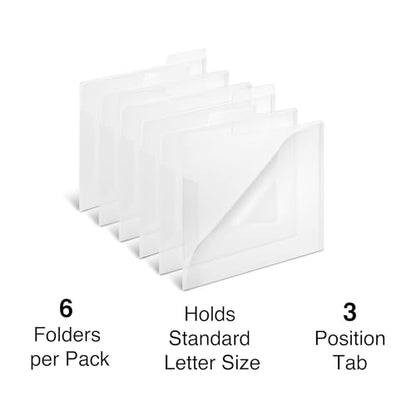 Staples Translucent Poly File Folders, Letter Size, Clear Durable Plastic, 6/Pack - color: Translucent Clear