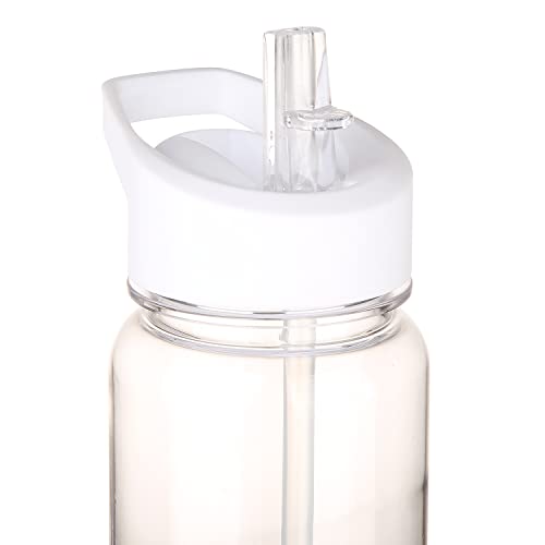Tritan Clear Water Bottle With Straw | No Markings BPA Free 24 oz Sports Water Bottle | Leak Proof Re-Usable Flip Top Plastic Drinks Bottles for School, Office, Gym, Cycling (Clear-Straw-24oz) - color: Clear-Straw-24oz