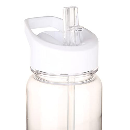 Tritan Clear Water Bottle With Straw | No Markings BPA Free 24 oz Sports Water Bottle | Leak Proof Re-Usable Flip Top Plastic Drinks Bottles for School, Office, Gym, Cycling (Clear-Straw-24oz) - color: Clear-Straw-24oz