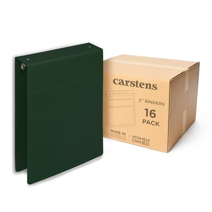 Carstens 2-Inch Heavy Duty 3-Ring Binder - Top Opening, Forest Green, Durable Plastic, No-Gap Rings, Waterproof Cover, No Pockets, Holds 300 Letter Sheets, BPA-Free, Made in USA (5870-3R), Case of 16 - color: Hunter Green, size: Case of 16