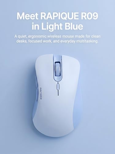 RAPIQUE Bluetooth Wireless Mouse, Dual Bluetooth & 2.4G USB Receiver, Quiet Clicks, Right-Hand Ergonomic 6 Button Mouse, Adjustable DPI, AA Battery, for Laptop, PC, Mac, Tablet - Light Blue - color: Light Blue