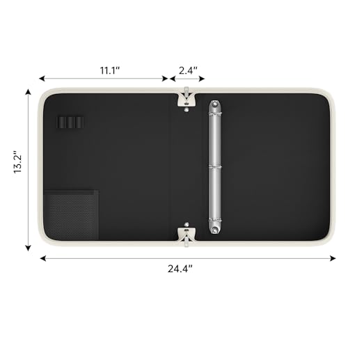 Fireproof 3 Ring Binder with Zipper, 1.5 Inch D Rings Hold up 375 Sheets of 8.5" x 11" (A4), Compatible with Clear Page Protectors, Built-in net and Pen Holder (1 Pcs, White, 1.5") - color: White, size: 1.5", style: 1 Pcs