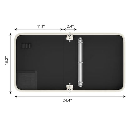 Fireproof 3 Ring Binder with Zipper, 1.5 Inch D Rings Hold up 375 Sheets of 8.5" x 11" (A4), Compatible with Clear Page Protectors, Built-in net and Pen Holder (1 Pcs, White, 1.5") - color: White, size: 1.5", style: 1 Pcs
