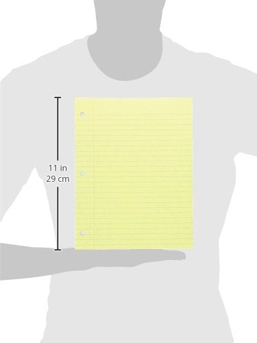 School Smart 3-Hole Punched Filler Paper, 8-1/2 x 11 Inches, Yellow, 100 Sheets