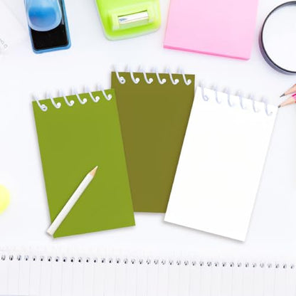 8 Pack Green Tone Spiral Notebooks, Mini Pocket Notepads, Solid Color Aesthetic Notebooks for School, Office, Journaling, Gifts