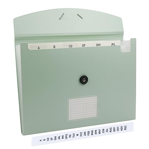 Green Expandable File Folders, Expanding Receipt Organizer, Accordion Folder File Folders, Important Document Organizer, Accordion Folder for Office/School - color: Seige Green 7 Pockets