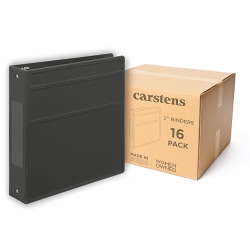 Carstens 2-Inch Heavy Duty 3-Ring Binder - Side Opening, Charcoal Gray, Durable Plastic, No-Gap Rings, Waterproof Cover, No Pockets, Holds 300 Letter Sheets, BPA-Free, Made in USA (5821-3R) Case of 16 - color: Charcoal Gray, size: Case of 16