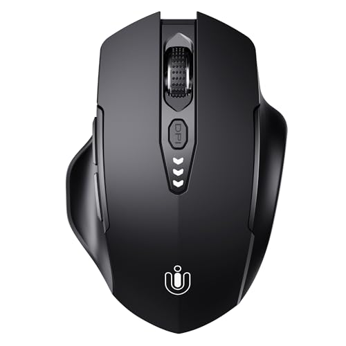 Uineer Wireless Bluetooth Mouse,[Upgraded] Rechargeable (BT 5.0/4.0+2.4G Hz),Computer Mouse with Visible Battery Level, 4 Adjustable DPI, Portable PC Mouse for MacBook Chromebook,Black - color: Black