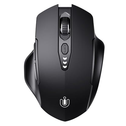 Uineer Wireless Bluetooth Mouse,[Upgraded] Rechargeable (BT 5.0/4.0+2.4G Hz),Computer Mouse with Visible Battery Level, 4 Adjustable DPI, Portable PC Mouse for MacBook Chromebook,Black - color: Black