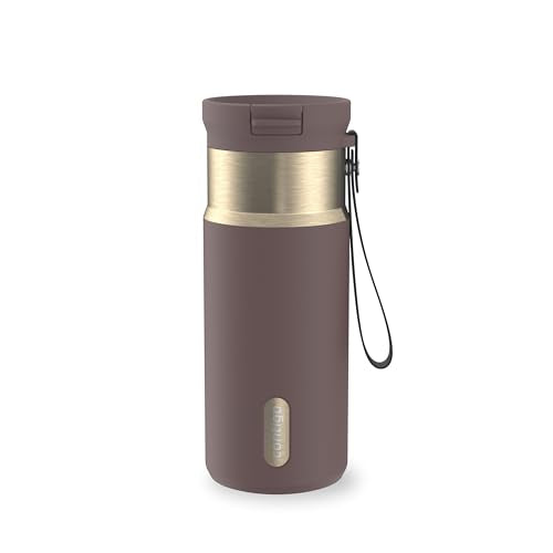 Contigo SnapSeal 473.2ml(16온스) 스테인리스 스틸 진공 단열 물병, 누출 방지 자동 닫힘 뚜껑(빨대 호환) 및 휴대용 스트랩, BPA 프리 및 납 프리, 식기세척기 사용 가능 - color: 테라 샴페인, size: 16온스