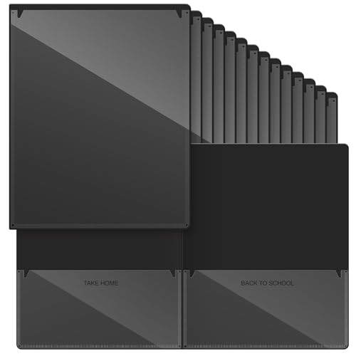 Henoyso 24 Pcs Folders with Pocket School to Home Folder Heavy Duty 2 Pocket Homework Folders with Clear Front Pockets for School Students Parent Teacher Communication (Black) - color: Black