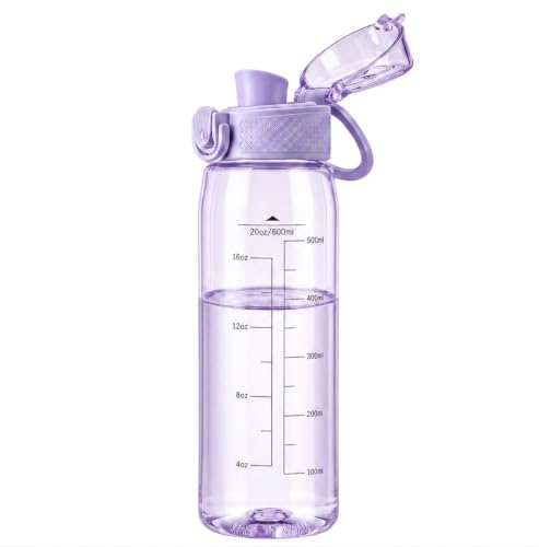 GOPPUS 20oz Kids Water Bottle with Time Marker & Handle, Tritan BPA-Free, Reusable Leakproof Anti-Dust Everyday,Clear Kids Water Bottles For School,Car Travel, Gifts Boys Girls(Light Purple) - color: C-lilac