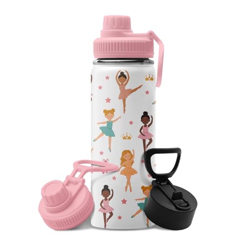 Ballerina Water Bottle for Girls | 18oz Stainless Steel Water Bottle | Ballerina Lovers Dance Recital Gift Insulated Cup | Pink Ballet Children Kids Toddlers Tumbler for School, Sports 1 Pcs - color: Dance