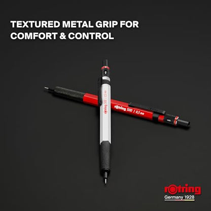 rOtring 500 Mechanical Pencil, White Hexagonal Plastic Barrel and Non-Slip Textured Metal Grip, 0.5mm, HB Lead, 1 Count - Precision, Comfort, Sleek, Writing - color: White