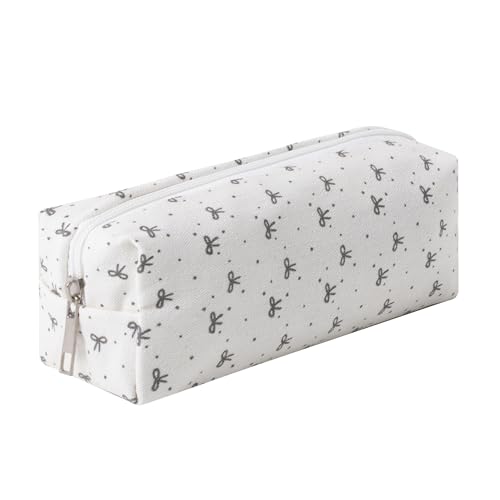 Large Capacity Canvas Pencil Case for Students Cute Aesthetic Pen Pouch Stationery Organizer Bag for School Portable Makeup Bag for Daily Use Kawaii Pencil Box for Girls Teens Kids (Canvas-E) - color: Canvas-E