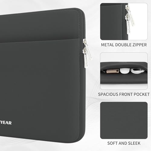 RAINYEAR Laptop Sleeve Case 13.3 Inch, Protective Portable Case with Front Pocket, Briefcase Handbag Laptop Bag Compatible with 13.3-14 Inch Laptop PC, 14 Inch MacBook Pro M5 M4 M3 M2 M1, Gray - color: Gray, size: 13.3-14 inch