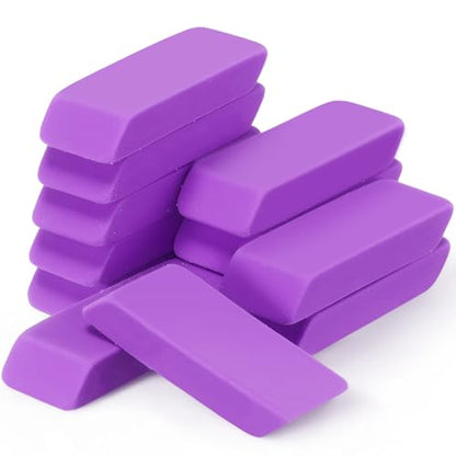 12 Count Purple Pencil Erasers Rectangular Rubber Eraser Bulk for Bag Supplies Gift Teacher Student - color: Purple
