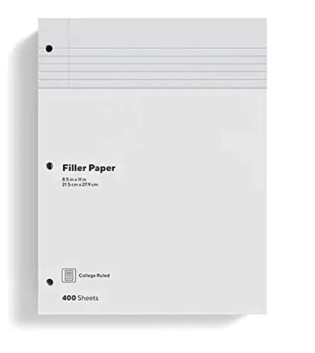1InTheOffice Loose Leaf Paper College Ruled, Filler Paper 8 1/2" x 11", 400 Sheets (400 Sheets) (Pack of 2) - size: 400 Sheets (Pack of 2)