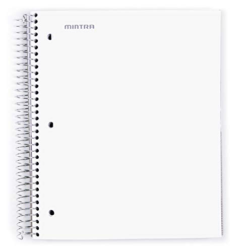 Mintra Office Durable Spiral Notebooks, 5 Subject (White, College Ruled 1pk) - color: White, size: College Ruled 1pk