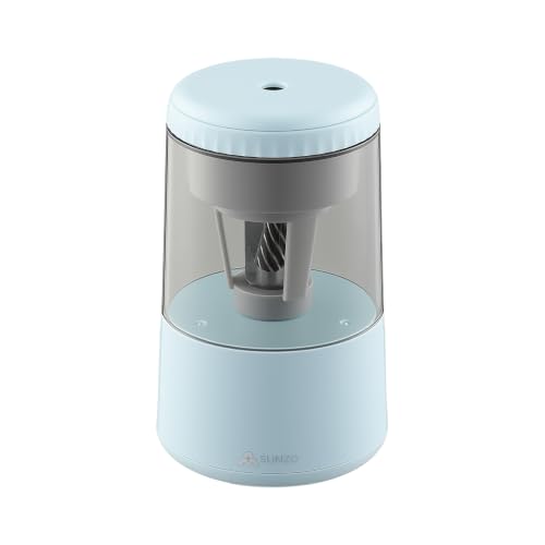 SUNZO Electric Pencil Sharpener, Fully Automatic Sharpener with Auto in & Out, Rechargeable Battery Powered Sharpener for Colored Pencils, Heavy Duty Sharpener for Kids Classroom Office Home (Blue) - color: Blue