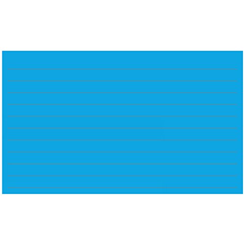 Colonial Cards: 150 Color Cardstock 3" x 5" Index Cards, Medium Blue, Lined Landscape Format - color: medium blue