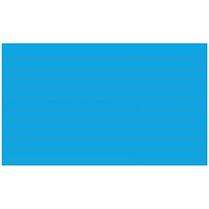 Colonial Cards: 150 Color Cardstock 3" x 5" Index Cards, Medium Blue, Lined Landscape Format - color: medium blue