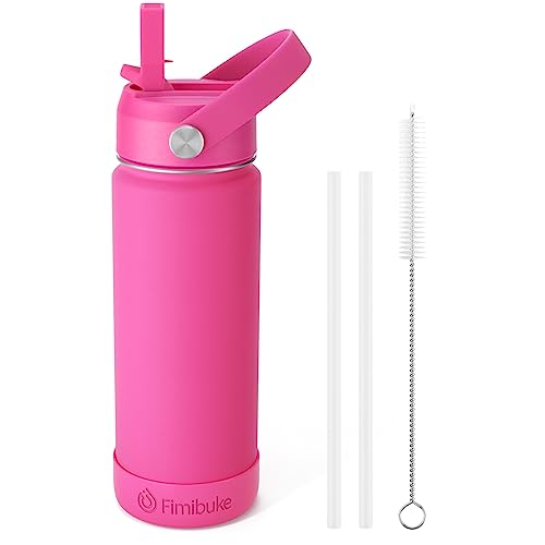 Fimibuke Kids Insulated Water Bottle, 18oz BPA FREE 18/8 Stainless Steel Kids Cup with Straw Travel Tumbler Double Wall Vacuum Leak Proof Toddler Water Bottle for School Boys Girls(1 Pack, Magenta) - color: B11. Magenta