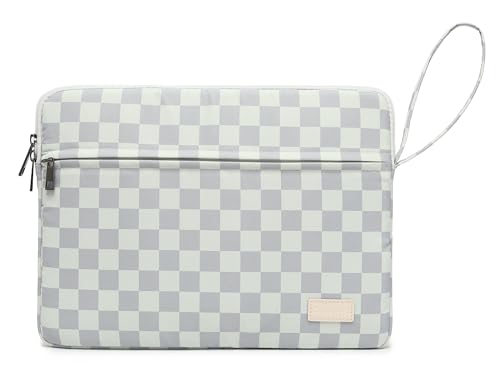 Laptop Sleeve with Pocket (Light Green Grid, 14 inch) - color: Light Green Grid With Strap, size: 14 inch