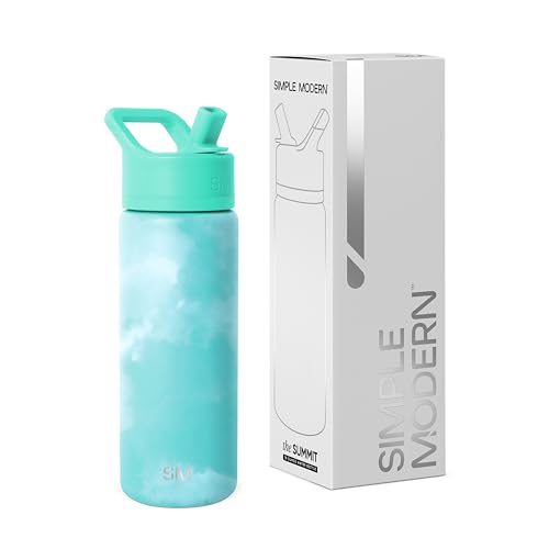 Simple Modern Kids Summit Water Bottle with Straw Lid | Vacuum Insulated Stainless Steel | Leak Proof BPA-Free Cup for School | 18oz, Ocean Tide - color: Pattern: Ocean Tide, style: 18oz