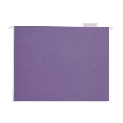25 Blue Summit Supplies Purple Hanging File Folders - Letter Size, Durable 11pt Paper, Hanging File Folders, Purple, with Plastic Tabs and Inserts Included - color: Purple