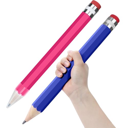 Giant Pencil, 14 Inch Big Jumbo Pencils, Funny Oversized Huge Comically Large Pencil with Cap for Prop/Gifts/Decor(Blue/Pink) - color: Blue/Pink