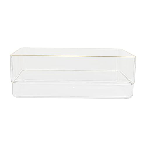 Martha Stewart Kerry Plastic Stackable Office Desk Drawer Organizers, 6" x 6", 4 Pack, with Gold Trim - size: 6" x 6"