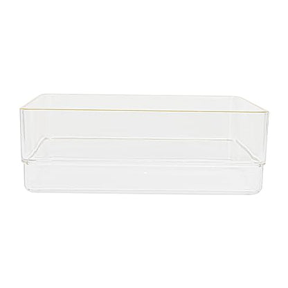 Martha Stewart Kerry Plastic Stackable Office Desk Drawer Organizers, 6" x 6", 4 Pack, with Gold Trim - size: 6" x 6"