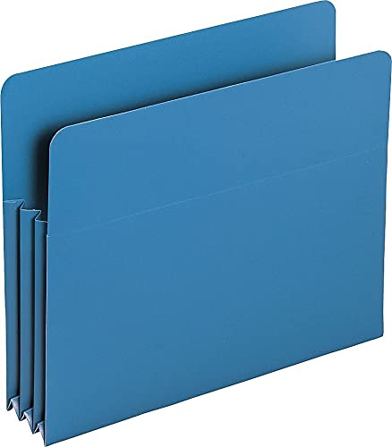 Smead Poly File Pocket, Straight-Cut Tab, 3-1/2" Expansion, Letter Size, Blue, 4 per Box (73503) - color: Blue