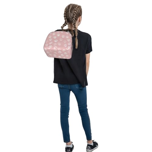 Lunch Bag Pastel Pink Dog Paw Pattern Insulated Lunch Box Reusable Cooler Tote for Adults Student Girl Boy Work Office School Picnic Over 3 Years Old - color: B0381