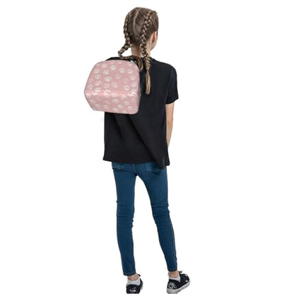 Lunch Bag Pastel Pink Dog Paw Pattern Insulated Lunch Box Reusable Cooler Tote for Adults Student Girl Boy Work Office School Picnic Over 3 Years Old - color: B0381