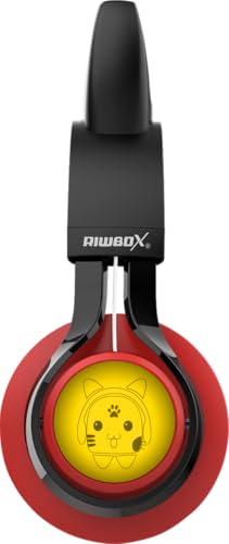 Riwbox CT-7 Cat Ear Bluetooth Headphones, LED Light Up Bluetooth Wireless Over Ear Headphones with Microphone and Volume Control for Travel/School/Smartphones/Laptop/PC/TV （Red&Black） - color: Red&Black