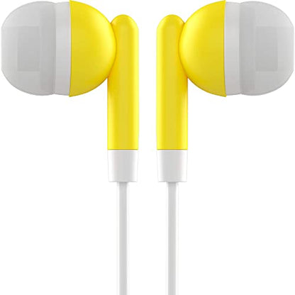 Maeline Bulk Earbuds with 3.5 mm Headphone Plug - 10 Pack - Yellow - color: Yellow, size: 10 Pack