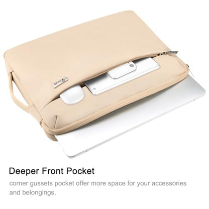 Voova Laptop Sleeve Case 14 15 Inch with Handle, 360° Protective Waterproof Slim Computer Bag Cover Compatible with MacBook Air 15 M2/M3/M4 2024-2025, MacBook Pro 14/15, Hp Chromebook 14, Beige - color: Apricot, size: 14-15 Inch
