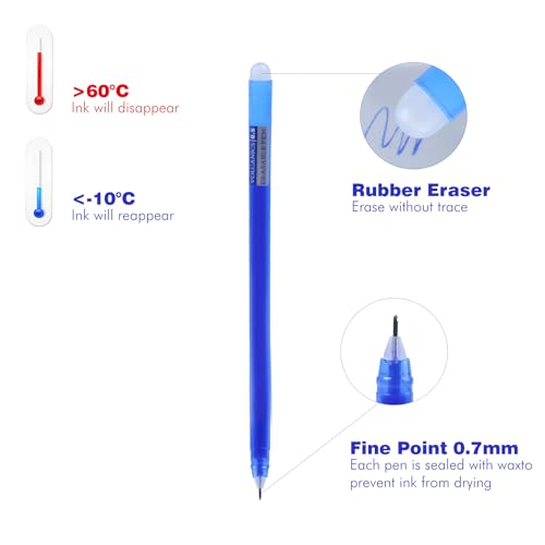 Volcanics Erasable-Gel-Pens Fine Point 0.5 mm, Mistakes Dispear, Black and Blue, 30 Pack Quick-Drying Ink, No Smudge Perfect for School, Office, and Home Use - color: Black and Blue