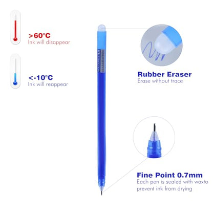 Volcanics Erasable-Gel-Pens Fine Point 0.5 mm, Mistakes Dispear, Black and Blue, 30 Pack Quick-Drying Ink, No Smudge Perfect for School, Office, and Home Use - color: Black and Blue