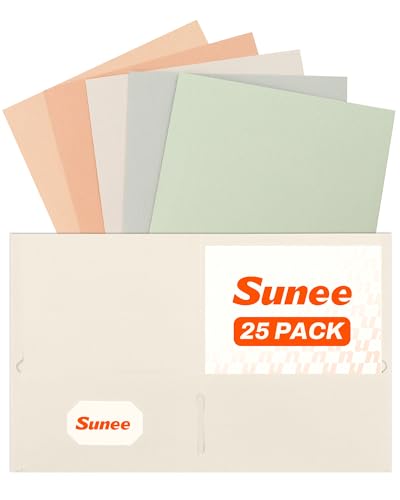 SUNEE Folders with Pockets (25 Pack, Pastel Colors), 2 Pocket Folders Fit Letter Size Paper, Paper File Folder for School Office Home Business - color: Pastel Colors, style: 25-Pack