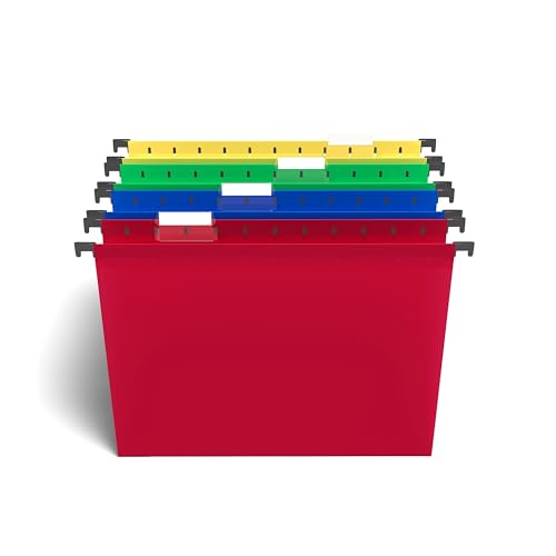 Staples Hanging File Folders, Letter Size, 5‑Tab, Assorted Colors, Durable Construction – 40/Carton - style: 40 Pack