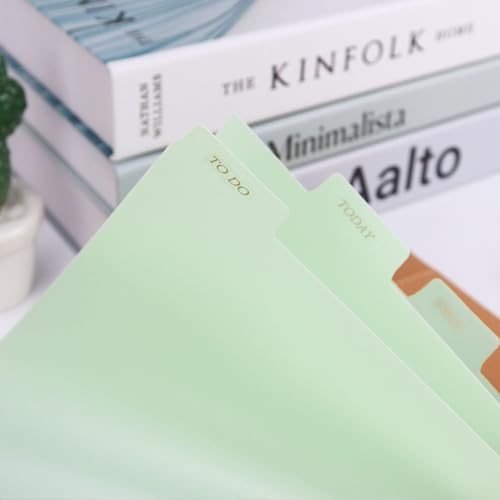 Buqoo 3 Ring Binder Dividers with 8 Tabs, Plastic Index Divider Pages -Light Green, Sturdy Binder Dividers for School, Office, Notebook, Journal & Planner (8.4"x10.9") - color: Bean Paste Green